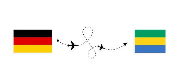Vuelo Viaje Alemania Gabón Avión Pasajeros Concepto Viaje — Archivo Imágenes Vectoriales