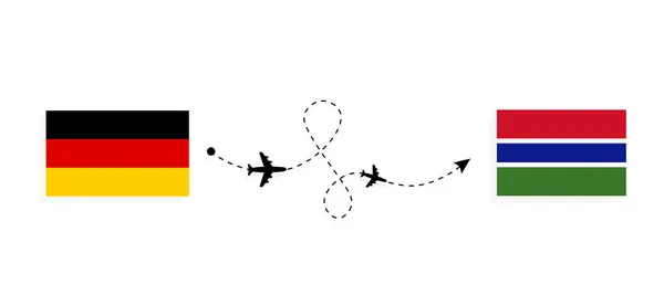 Flight Travel Germany Gambia Passenger Airplane Travel Concept — Stock Vector