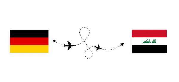 Vol Voyage Allemagne Irak Par Avion Passagers Concept Voyage — Image vectorielle