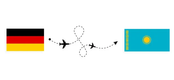 Vuelo Viaje Alemania Kazajstán Avión Pasajeros Concepto Viaje — Archivo Imágenes Vectoriales