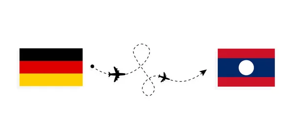 Vuelo Viaje Alemania Laos Avión Pasajeros Concepto Viaje — Archivo Imágenes Vectoriales