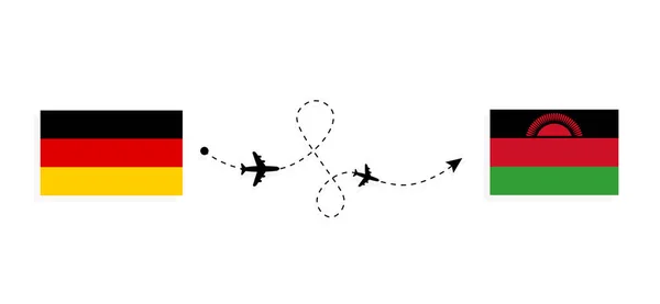 Vuelo Viaje Alemania Malawi Avión Pasajeros Concepto Viaje — Archivo Imágenes Vectoriales