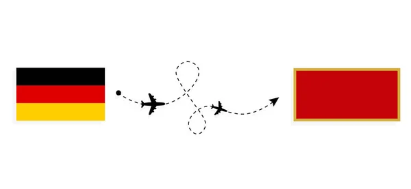 Vuelo Viaje Alemania Montenegro Avión Pasajeros Concepto Viaje — Archivo Imágenes Vectoriales