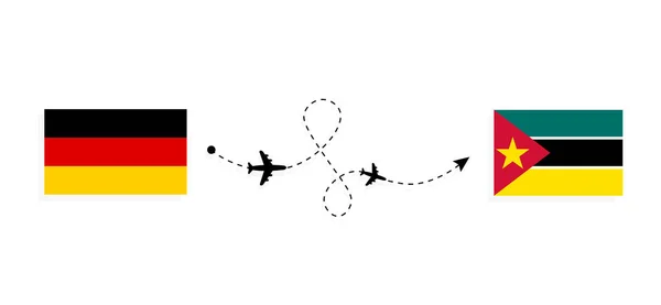 Vuelo Viaje Alemania Mozambique Avión Pasajeros Concepto Viaje — Archivo Imágenes Vectoriales