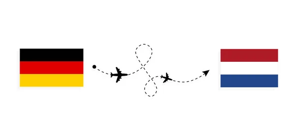 Flight Travel Germany Netherlands Passenger Airplane Travel Concept — Stock Vector
