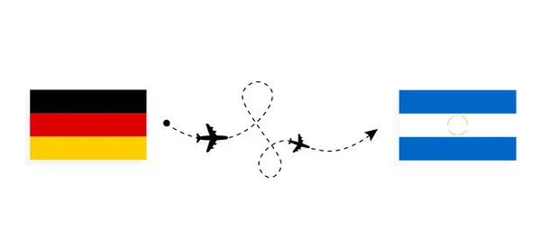 Рейс Подорож Німеччини Нікарагуа Концепцією Пасажирського Літака — стоковий вектор