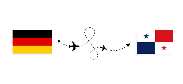 Πτήση Και Ταξίδι Από Γερμανία Στον Παναμά Επιβατικό Αεροπλάνο — Διανυσματικό Αρχείο