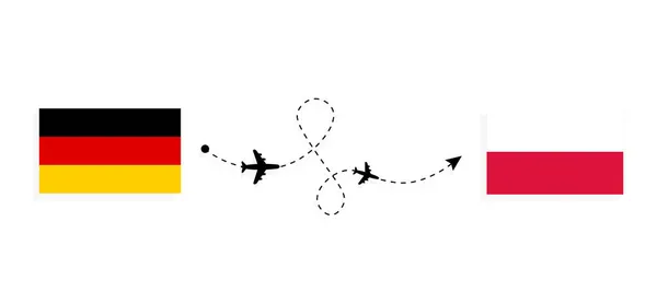 Vuelo Viaje Alemania Polonia Avión Pasajeros Concepto Viaje — Archivo Imágenes Vectoriales