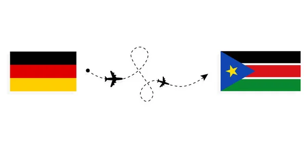 Vuelo Viaje Alemania Sudán Del Sur Avión Pasajeros Concepto Viaje — Archivo Imágenes Vectoriales