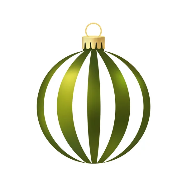 Green Christmas Tree Toy Ball Volumetric Realistic Color Illustration — Stock Vector