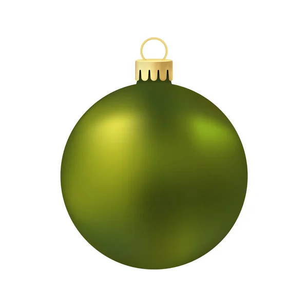 緑のクリスマスツリーのおもちゃやボールの容積と現実的な色のイラスト — ストックベクタ