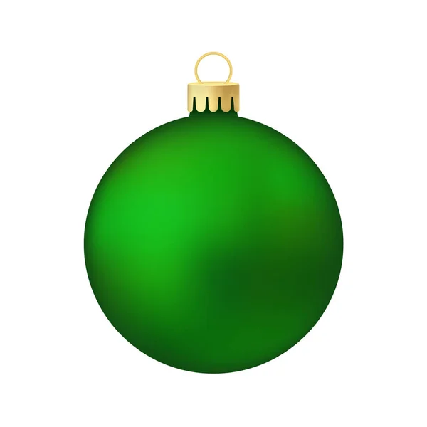 Groene Kerstboom Speelgoed Bal Volumetrische Realistische Kleur Illustratie — Stockvector