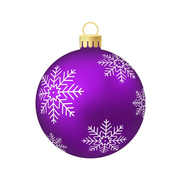 Mor Menekşe Noel Ağacı Oyuncağı Veya Top Volumetrik Gerçekçi Renk — Stok Vektör