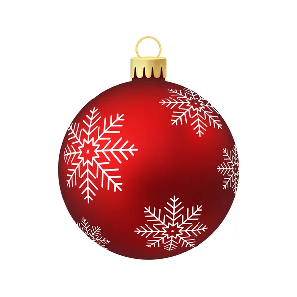 Brinquedo Árvore Natal Vermelho Bola Ilustração Cor Volumétrica Realista — Vetor de Stock