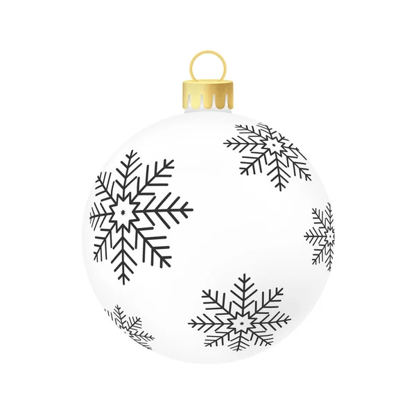 Weißer Weihnachtsbaum Spielzeug Oder Kugel Volumetrische Und Realistische Farbabbildung — Stockvektor
