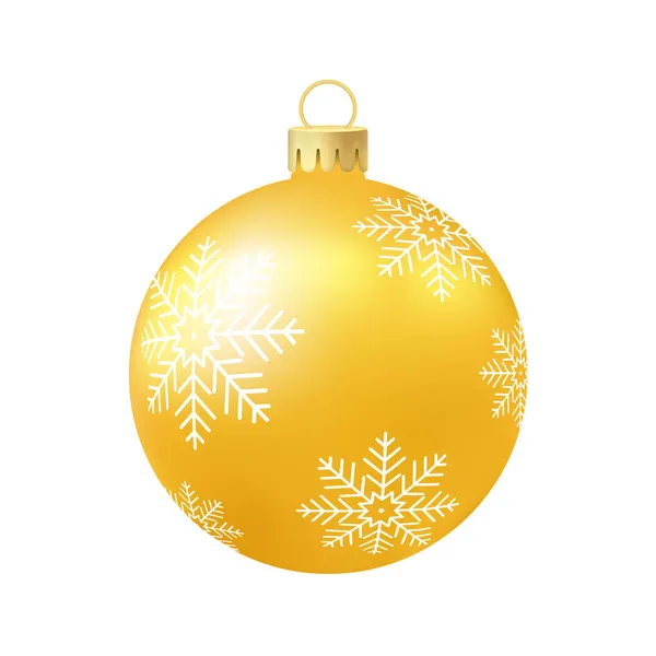 Juguete Pelota Árbol Navidad Amarillo Ilustración Volumétrica Realista Color — Vector de stock