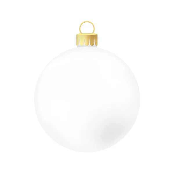 Jouet Boule Sapin Noël Blanc Illustration Couleur Volumétrique Réaliste — Image vectorielle