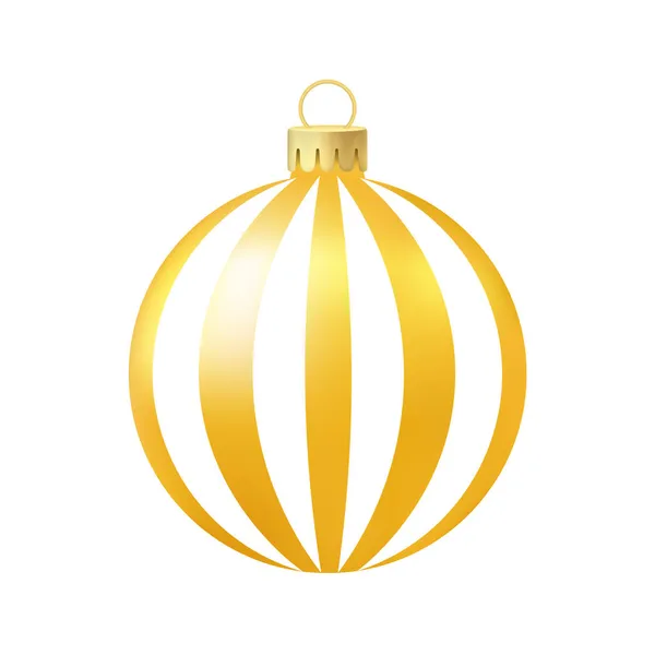 Κίτρινο Χριστουγεννιάτικο Δέντρο Παιχνίδι Μπάλα Ογκομετρική Και Ρεαλιστική Έγχρωμη Απεικόνιση — Διανυσματικό Αρχείο