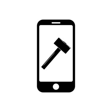 Uygulama ve web için basit çekiç simgesi olan telefon