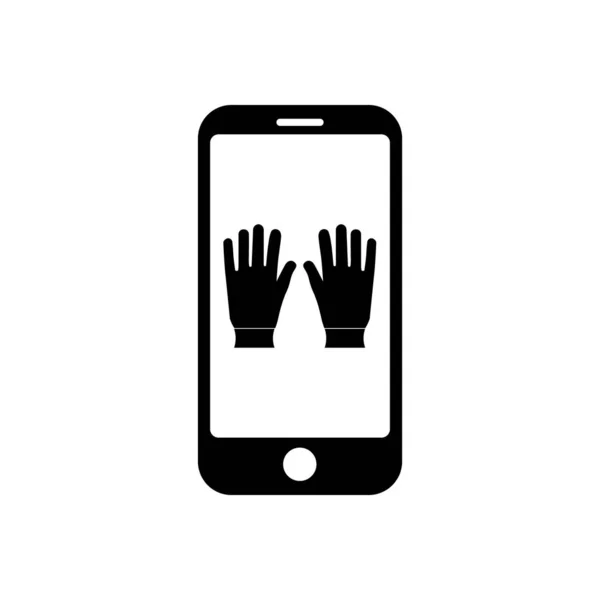 Téléphone Avec Des Mains Des Gants Icône Symbole Pour Application — Image vectorielle