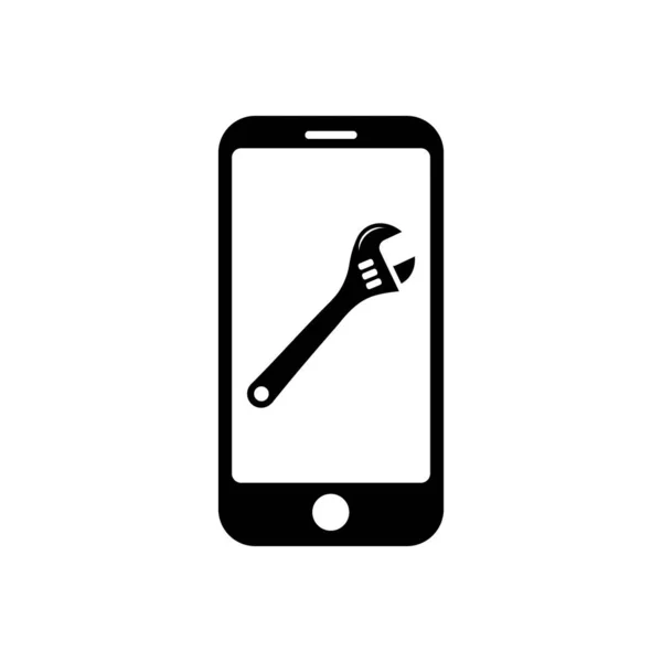 Handy Mit Flachschlüssel Symbol Für App Und Web — Stockvektor