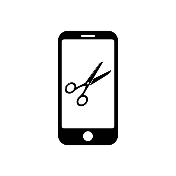 Téléphone Avec Icône Ciseaux Plats Symbole Pour Application Web — Image vectorielle