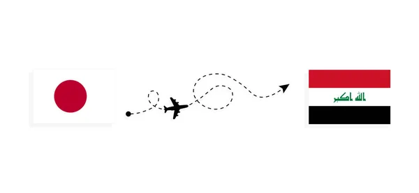 Vol Voyage Japon Irak Par Avion Passagers Concept Voyage — Image vectorielle