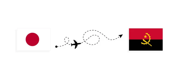 Політ Подорож Японії Анголу Пасажирським Літаком Концепція Подорожі — стоковий вектор