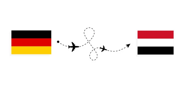 Vuelo Viaje Alemania Yemen Avión Pasajeros Concepto Viaje — Archivo Imágenes Vectoriales