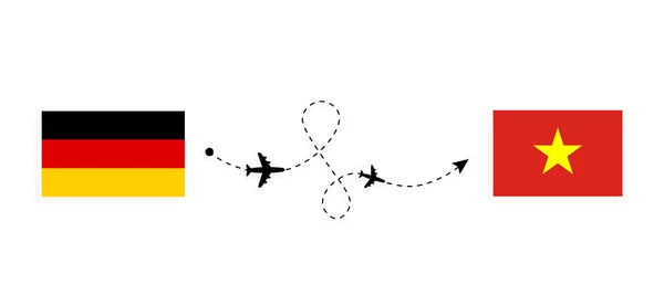 Рейс Подорожі Німеччини Єтнаму Концепцією Пасажирського Літака Travel — стоковий вектор