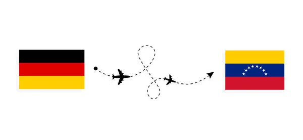 Vuelo Viaje Alemania Venezuela Avión Pasajeros Concepto Viaje — Archivo Imágenes Vectoriales