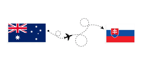 Полет Австралии Словакию Пассажирском Самолете — стоковый вектор