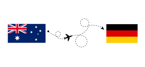 Vuelo Viaje Australia Alemania Avión Pasajeros Concepto Viaje — Archivo Imágenes Vectoriales