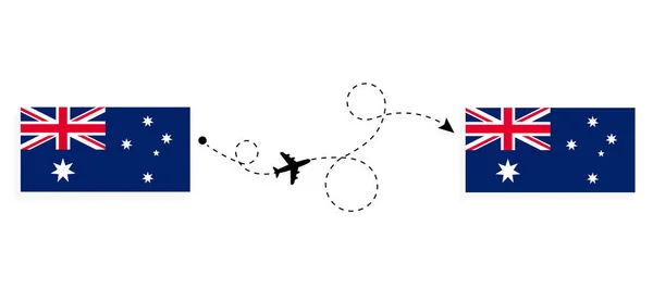 Vlucht Reizen Van Australië Naar Australië Passagiersvliegtuig Reisconcept — Stockvector