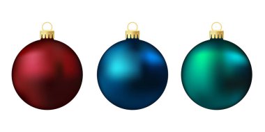 Koyu kırmızı ve yeşil Noel ağacı oyuncağı veya top