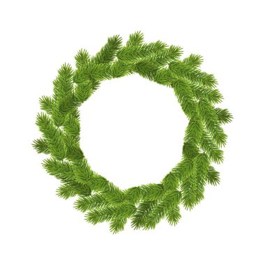 Kabarık yeşil çam dallarından Noel çelengi