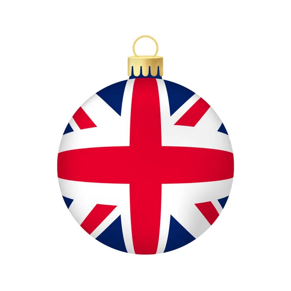 Albero Natale Giocattolo Palla Con Bandiera Del Regno Unito Volumetrico — Vettoriale Stock