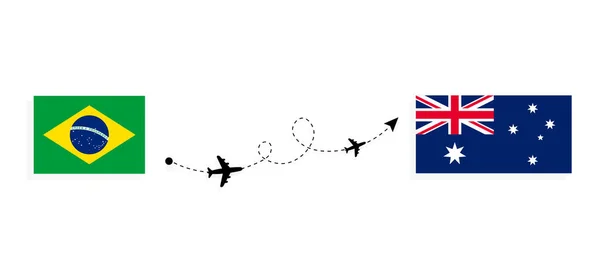 Політ Подорож Бразилії Австралії Концепцією Пасажиропотоку — стоковий вектор