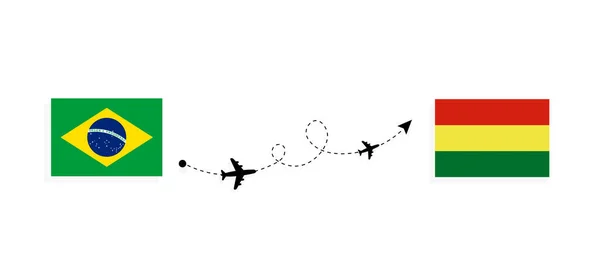 ブラジルからボリビアへの旅客機でのフライトと旅行旅行のコンセプト — ストックベクタ