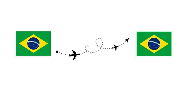 Lento Matka Brasiliasta Brasiliaan Matkustaja Lentokone Travel Käsite — vektorikuva