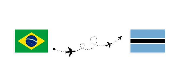 Політ Подорож Бразилії Ботсвани Концепцією Пасажирського Літака — стоковий вектор