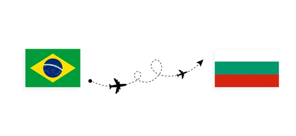 Flug Und Anreise Von Brasilien Nach Bulgarien Mit Dem Passagierflugzeug — Stockvektor