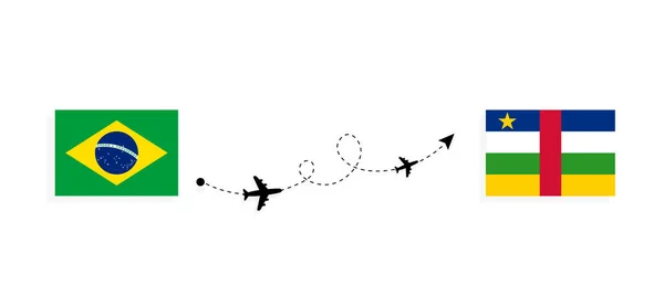 Політ Подорож Бразилії Центральноафриканської Республіки Концепцією Пасажирського Літака — стоковий вектор