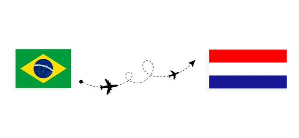 Vol Voyage Brésil Croatie Par Avion Passagers Concept Voyage — Image vectorielle