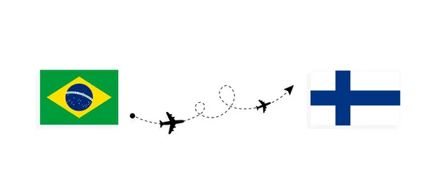 Політ Подорож Бразилії Фінляндії Концепцією Пасажирського Літака Тур — стоковий вектор