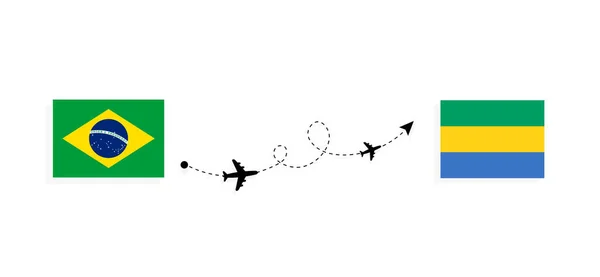 ブラジルからガボンへの旅客機でのフライトと旅行旅行のコンセプト — ストックベクタ