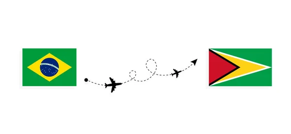 Політ Подорож Бразилії Гаяни Концепцією Пасажирського Літака — стоковий вектор