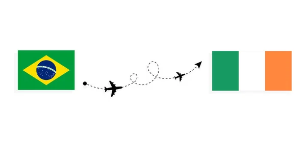 Vol Voyage Brésil Irlande Par Avion Passagers Concept Voyage — Image vectorielle