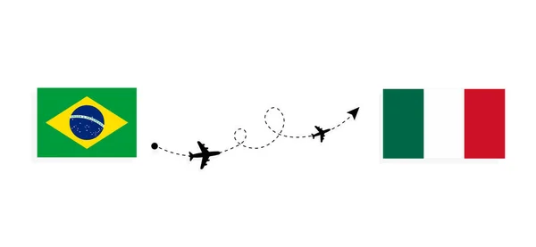 乘坐客机从巴西飞往墨西哥的航班和旅行 — 图库矢量图片
