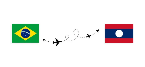 Політ Подорож Бразилії Лаосу Концепцією Пасажирського Літака — стоковий вектор